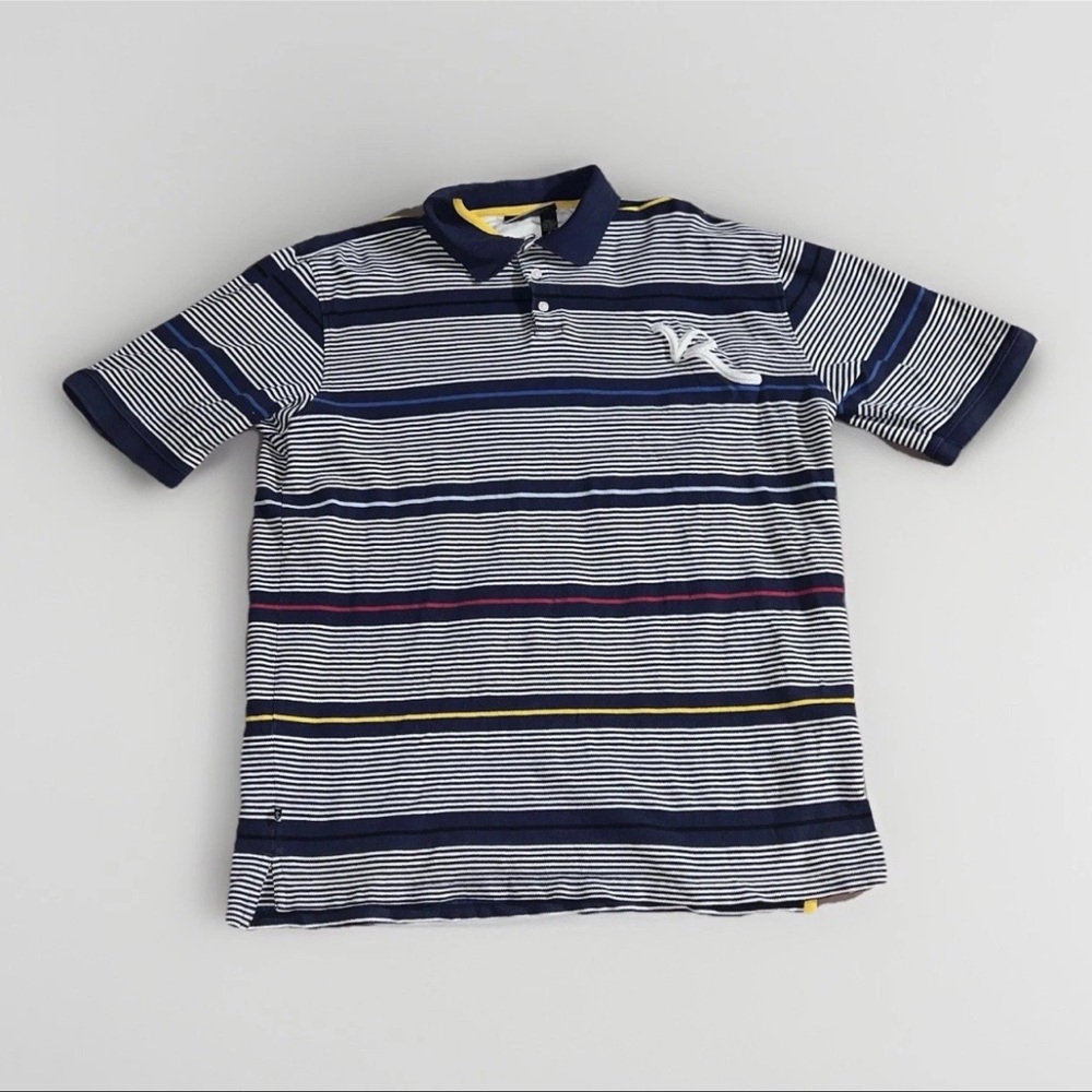VTG Rocawear Mens XL Polo Shirt Striped Short Sleeve Embroidery Casual Rugby Y2K